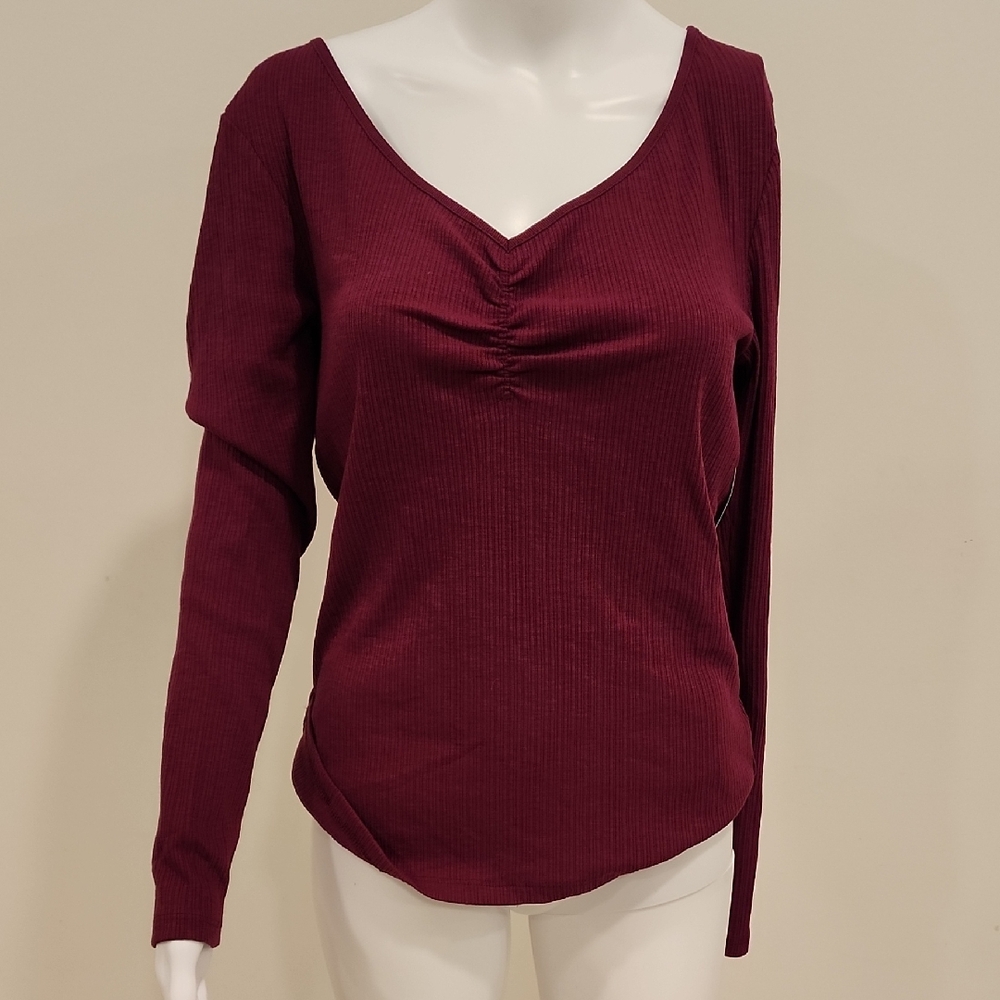 Old Navy Deep burgundy plum V-Neck Blouse